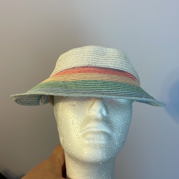 Unbranded Rainbow Paper Straw Visor Hat Adjustable Velcro Back Strap OS - Picture 2 of 11